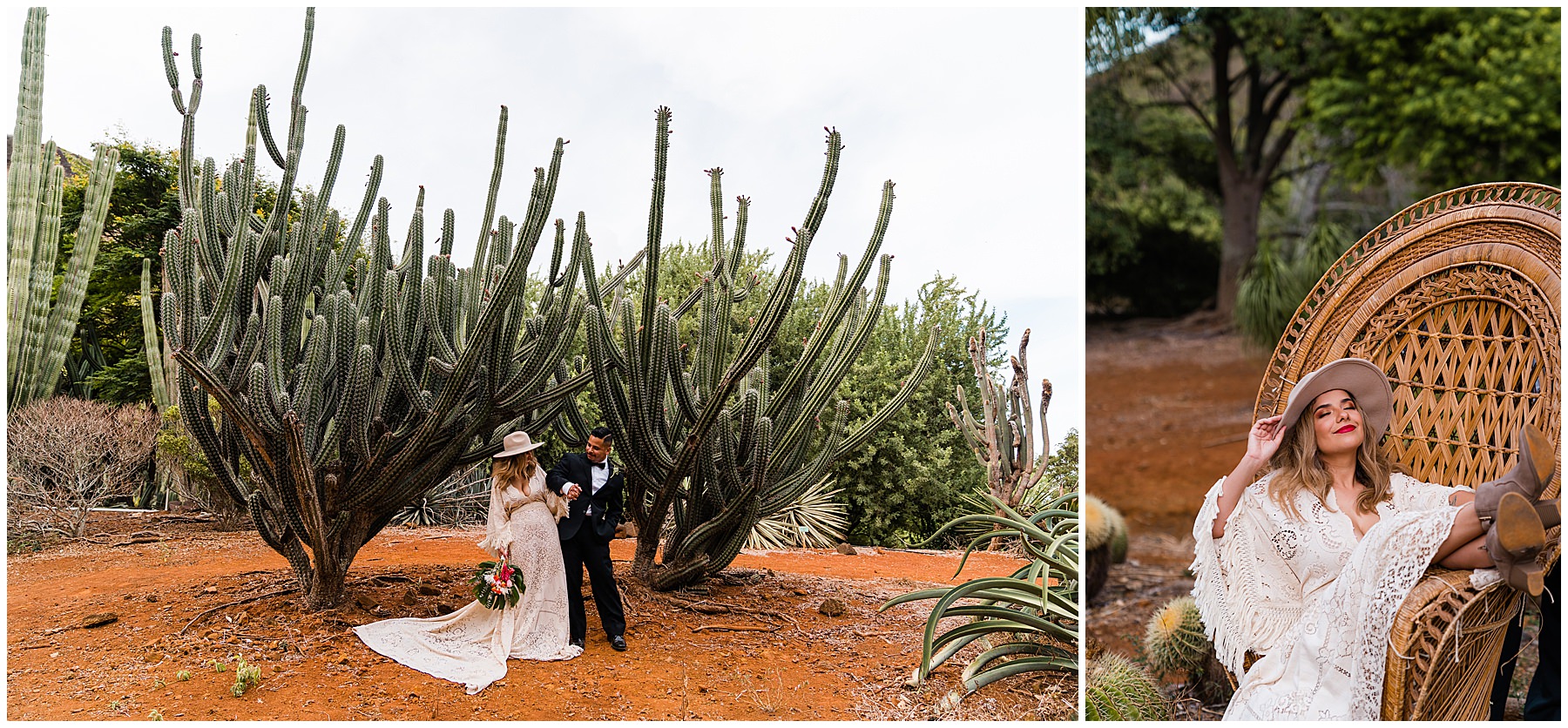 playful bride and groom bumping hips at their koko crater botanical garden elopement