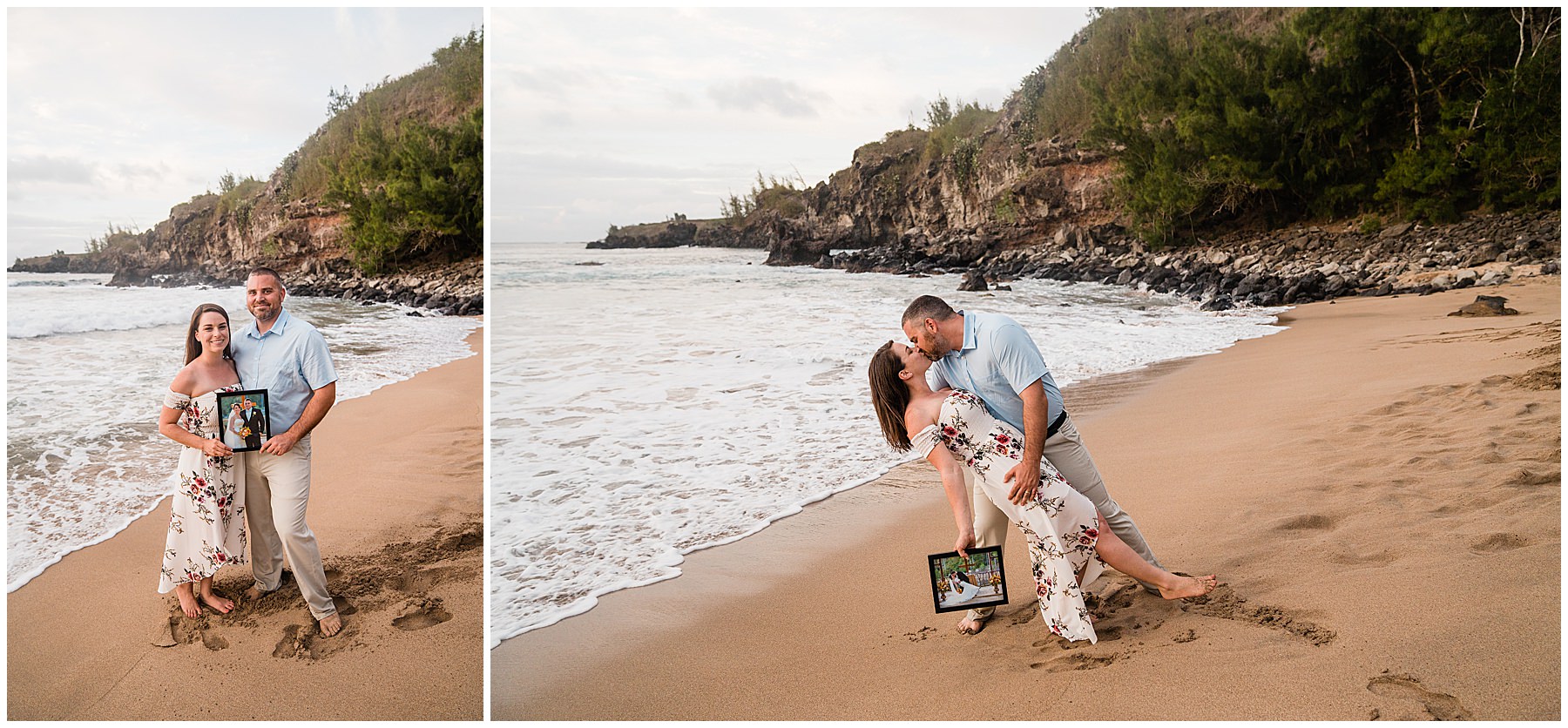 couple taking photos in hawaii