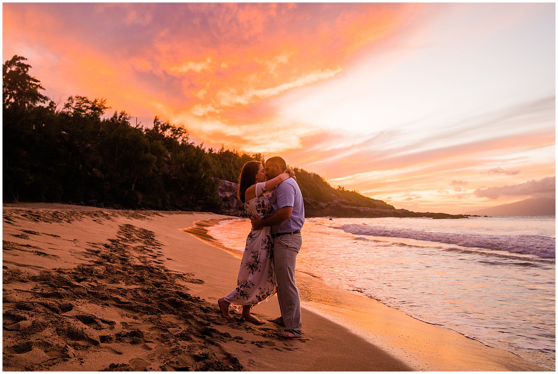 romantic vow renewal at sunset