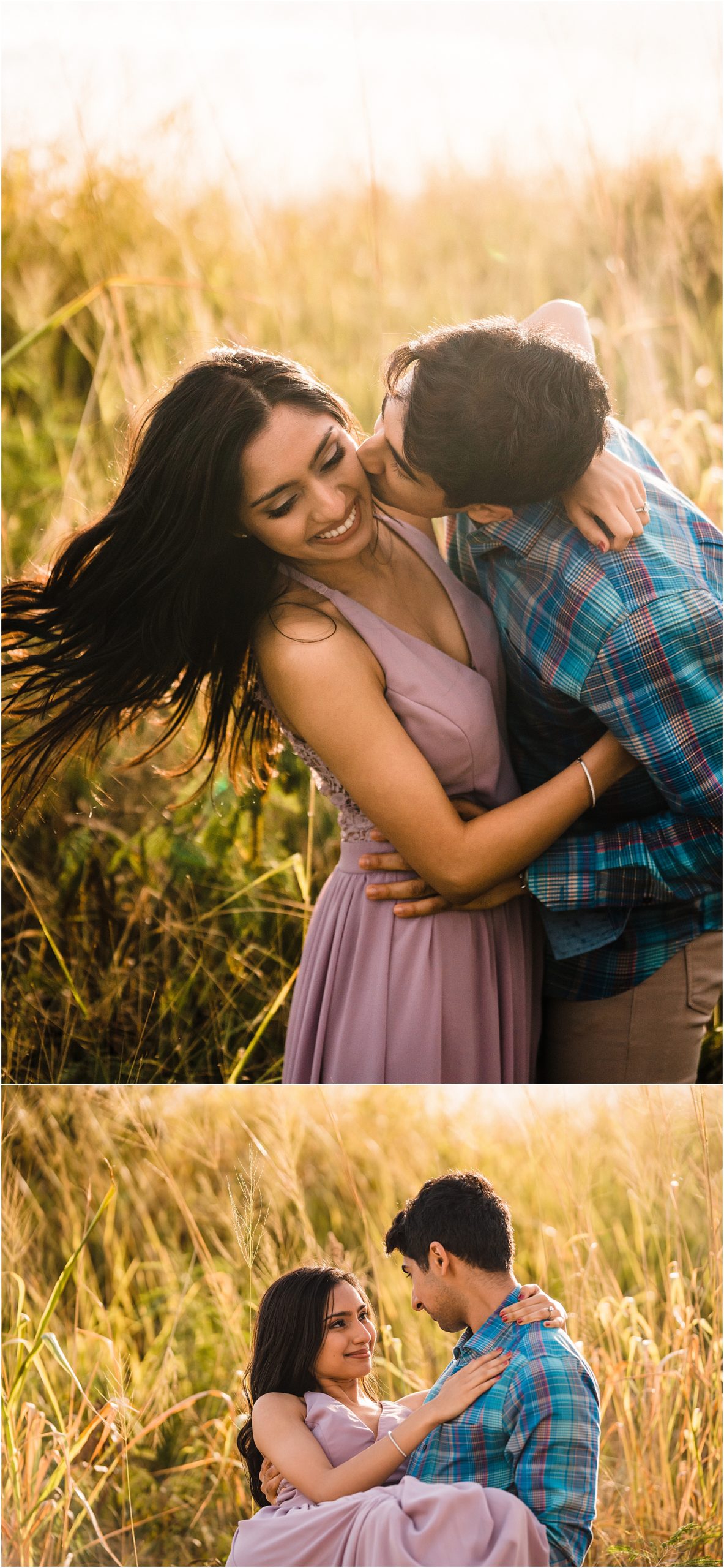 engagement pictures in a meadow