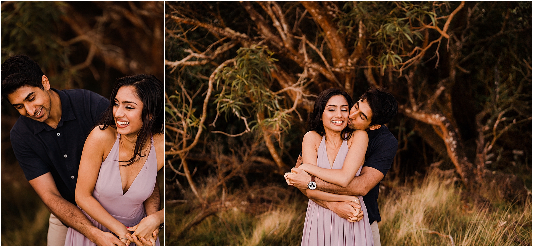 couple having fun at engagement session