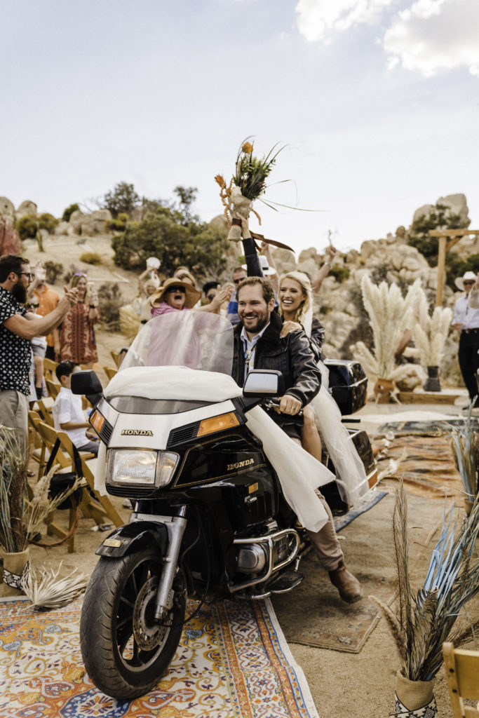 Motorcycle Wedding Photo at Joshua Tree Micro Wedding