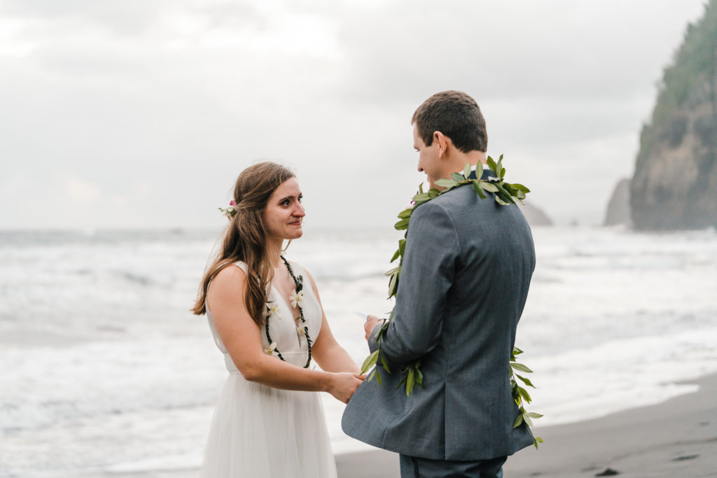 hawaii elopement on black sand beach