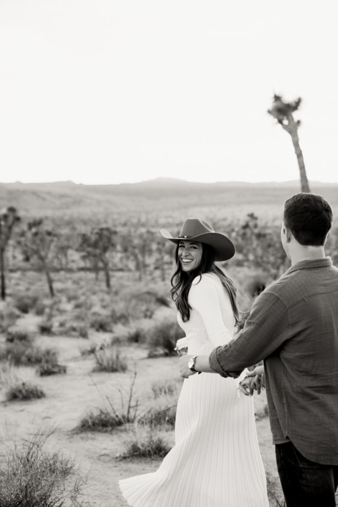 western style desert engagement pictures