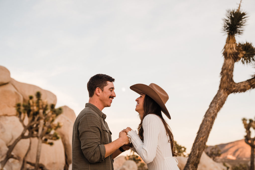 surprise proposal and engagement in joshua tree national park