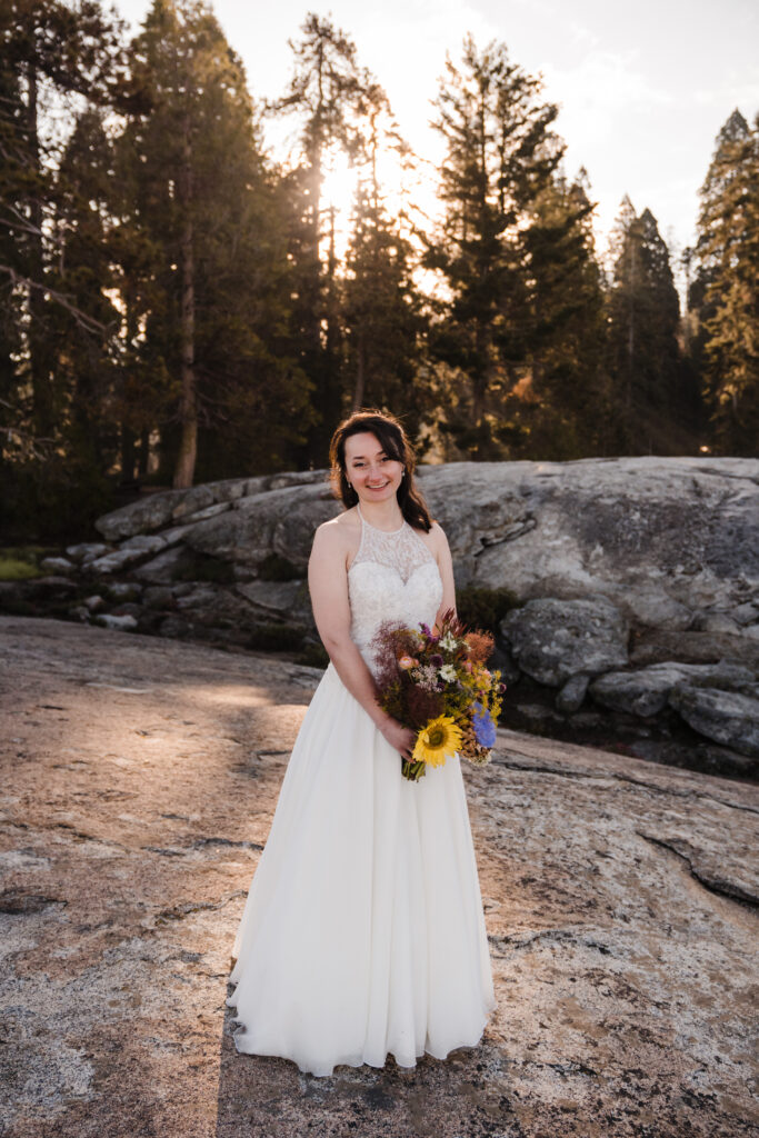 portrait of bride in sequoia national park