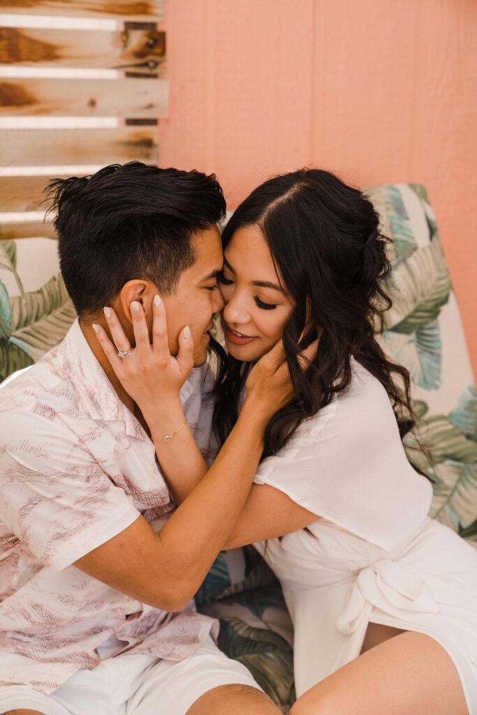 couples anniversary portrait session in Joshua Tree Airbnb