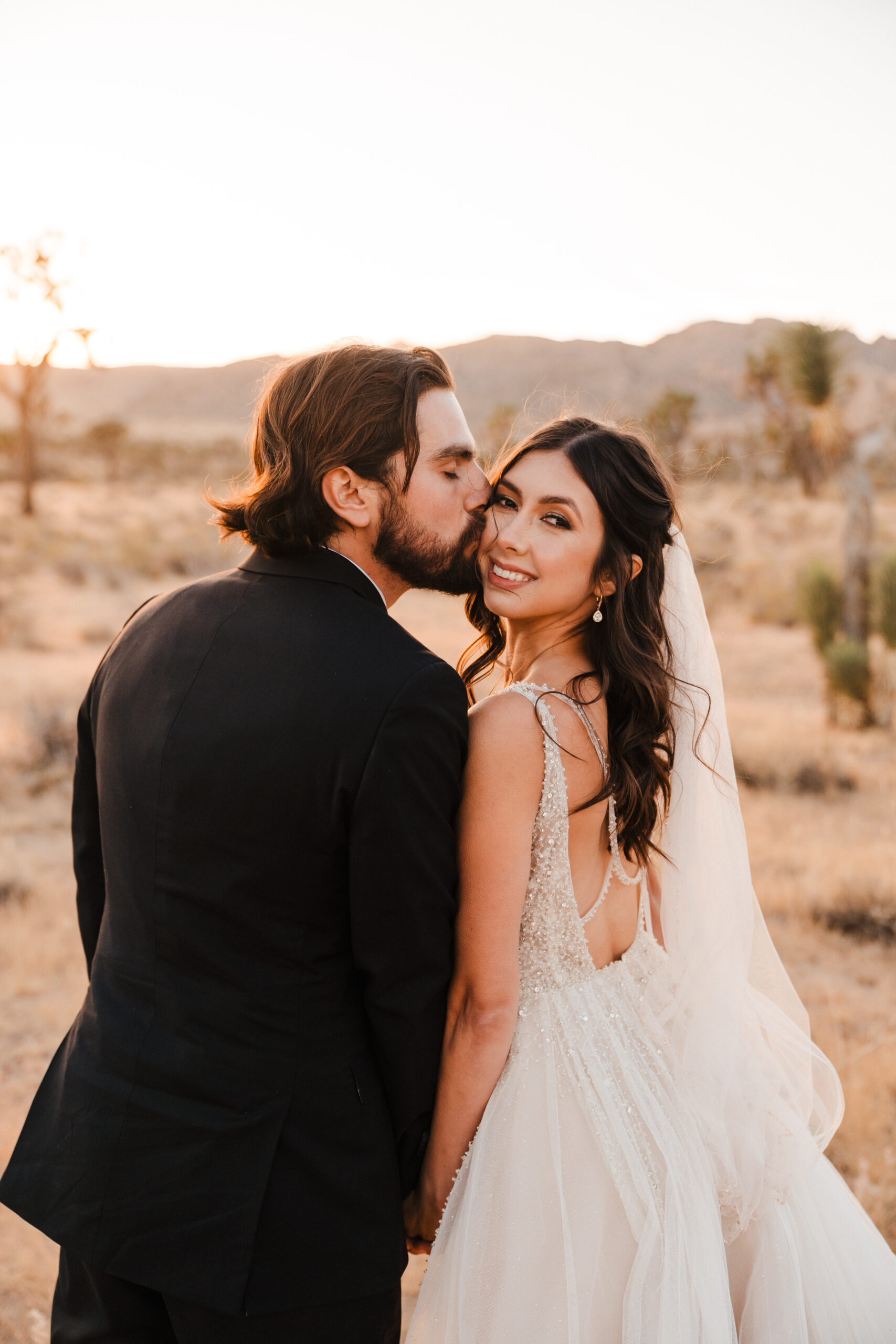 joshua tree national park elopement photo of bride and groom